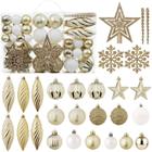 100ct Christmas Ball Ornaments Set - Conjunto de enfeites de árvore suspensos à prova de quebra sortidos com pacote de presente portátil reutilizável para festa de Natal e decoração de casa (champanhe)