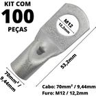 100un Terminal de Compressão Para Cabo de 70mm² Furo M12 SC70-12