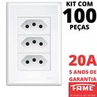 100un Tomada Padrão Tripla 2P+T 20A Com Placa Evidence FAME