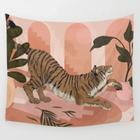 100x150CM Pink Tiger Tapeçaria Ainmal Planta Cartoon Dorm Room INS Parede de Tapeçaria Pintada Pendurado Boho Decor Parede Decor Pano de Capa Tapeçaria Selva Tigre da Selva Tapeçarias Decorativas - HTTN