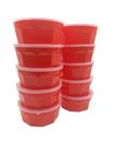 10Potes Oitavados Tampa Marmita Sobremesa 700 Ml Vermelho - Dehaus