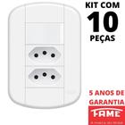 10un Interruptor Simples 16A e Tomada Dupla Padrão 2P+T 10A Com Placa Blanc Mais FAME