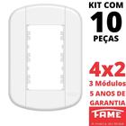 10un Placa 4X2 03 Módulos Com Suporte Blanc Mais FAME