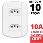 10un Tomada Padrão Dupla 2P+T 10A Com Placa Blanc Mais FAME