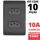 10un Tomada Padrão Dupla 2P+T 10A Com Placa Habitat Black FAME