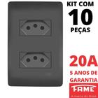 10un Tomada Padrão Dupla 2P+T 20A Com Placa Habitat Black FAME