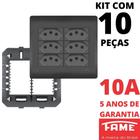 10un Tomada Padrão Sextupla 2P+T 10A 4X4 Com Placa Habitat Black FAME