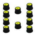 10x Botão Knob Redondo Estriado Com Parafuso Ad209 - Amarelo