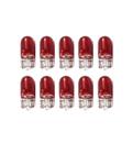 10X Lampada Filamento Vidro T10 12V W5W W2.1X9.5D Vermelho