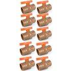 10X Registro De Esfera Soldável Pvc 50Mm (1.1/2) Marrom