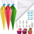 115Pieces Tipless Piping Bags 100pcs Icing Pastry Bag Descartável para Royal Icing / Cookies Ferramentas de decoração com 6 Laços de saco de pastelaria, 8 sacos de tubulação Dicas &1Couplers (sacos e pontas de 14 polegadas)