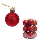 12 Bolas de Natal Vermelha com Brilho pra Decorar Arvore Pinheiro Natalino