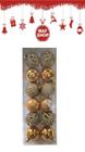 12 Bolas Vazada Arabesco Enfeite Arvore Natal Dourado 5 cm