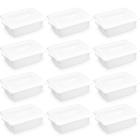 12 Caixas Plásticas Organizadoras para Alimentos 10L Cestos Empilháveis Brancos com Tampa