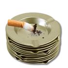 12 Cinzeiros Redondo Leve Para Três Cigarros Metal Folha Flandres Cor Latão Liso