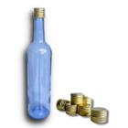 12 Garrafa de Vidro Vinho Azul 750ml C/Tampa e Lacre Licor