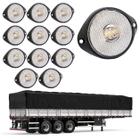 12 Lanterna Frontal Carreta LED Cristal 65mm c/ Sup. - Fio