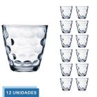 12 Peças Copos Vidro Transparente Redondo Bangkok 250ML Água - WELLMIX