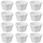 12 Ramekins Brancos Canelados 90ml Potes Bowls Pequenos Uno Coza em Polipropileno