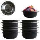 12 Tigelas Bowl Redonda Pote Aço Inox Preto Sobremesas 700ml