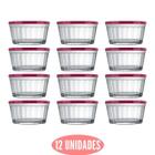 12 Tigelas Redonda 600ml Tampa Coloridas Papinha Vidro Nadir