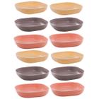 12 Travessas Lyor Petiscos Bowls de Bambu Coloridos 14,5x3cm Sobremesas