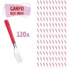 120 Garfos Vermelho Aço Inox Plástico Luna Casa Almoço