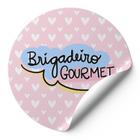 120 Tag Etiquetas Adesivos Para Embalagens Redonda Confeitaria Brigadeiro Gourmet Azul/Rosa Rosa Corações Brancos Ad01152