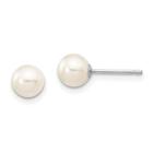 14k ouro branco 5-6mm branco redondo fw cultivado pérola stud post - Quality Gold