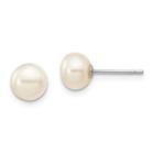 14k ouro branco 6-7mm botão branco fw cultivado pérola stud pos