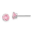 14k ouro branco madi k 5mm rosa cz pós brincos