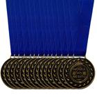 15 Medalhas Metal 3cm Tirante Azul Honra Ouro Prata Bronze