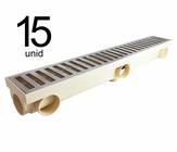 15 Unidades - Ralo Linear 8 x 51 Multi Saídas - grelha em ALUMINIO - BEGE