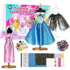 150PC+ Fashion Designer Kits para Meninas, Criatividade DIY Arts & Crafts Brinquedos Moda Design Sketchbook com Manequins, Tudo em Uma Caixa Boneca Roupas Kit de Costura para Crianças de 8 a 12 anos Presente de Meninas de Aniversário