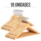 18 Cabides De Madeira Adulto 1ª Linha Atacado Roupa Com Verniz