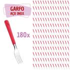 180 Garfos Vermelho Aço Inox Plástico Luna Casa Almoço