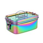 1pc Rainbow Lunch Bento Box Selado 304Stainless Steel Food Container Double Layer for Kids Adults Fruit Cake Snack Storage Box Bin Tableware Lancheiras