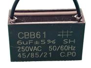 1x Capacitor Partida 6uf/250v Fio 47x18x29mm Cbb61