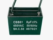 1x Capacitor Partida 8uf/450v Fio 47x23x35mm Cbb61