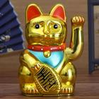 1X Gato Da Sorte Maneki Neko Japonês Dourado 13.5cm