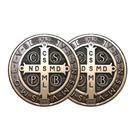 2 Adesivos Medalha De São Bento Cruz Sagrada Bronze 6 cm - Adesivo Auto