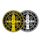 2 Adesivos Medalha de São Bento Preto Amarelo e Preto 10cm - Adesivo Auto