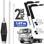 2 Antena Px Inox 1,40m Alongador 25cm Ford Cargo Parafusos Anti-furto