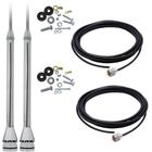 2 Antena PX Marinox 2,70 Metros Radio Amador Alongador Inox 60CM + 2 Cabo Coaxial 5,5 Metros - AQUARIO