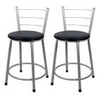 2 Banquetas Baixa para Cozinha Epoxi Cinza