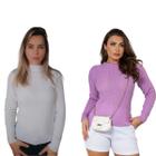 2 Blusas De Lã Feminina De Frio Segunda Pele Elegante Tricô