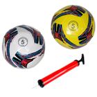 2 Bolas Futebol Tamanho 5 Costurada material vegano + Bomba de Ar