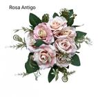 2 Buquês De Rosas Flores e Folhas Artificial C/ 7 Rosas Cada