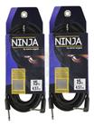 2 Cabo De Guitarra 0,20MM Preto e Conector P10xP10 90 Ninja Cable 15FT