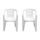 2 Cadeira plástico Poltrona Flow Branca Suporta até 154Kg